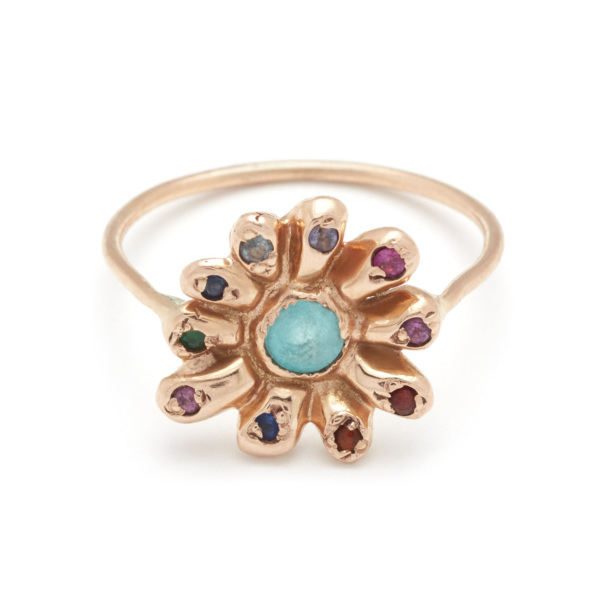 pink gold daisy ring