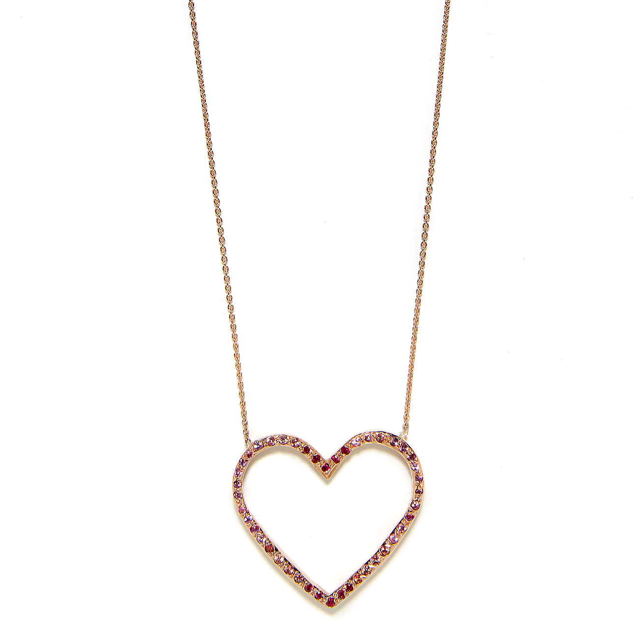 Pink Gold Ombre Large Open Heart Necklace - Elisa Solomon
