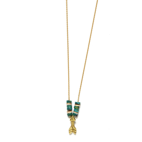 Elisa Solomon - Yellow Gold Arrow Necklace With Beads