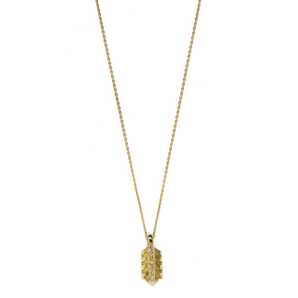 Elisa Solomon - Yellow Gold Diamond Small Feather Necklace