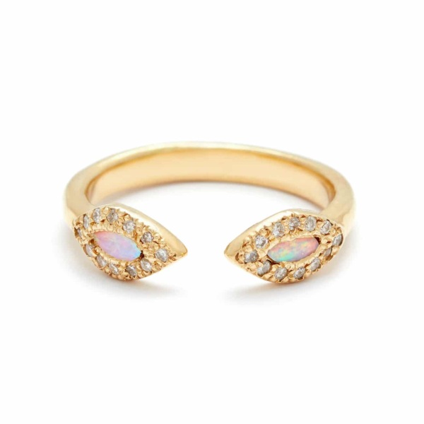 Yellow Gold Opal Eye Cuff Ring in 18k