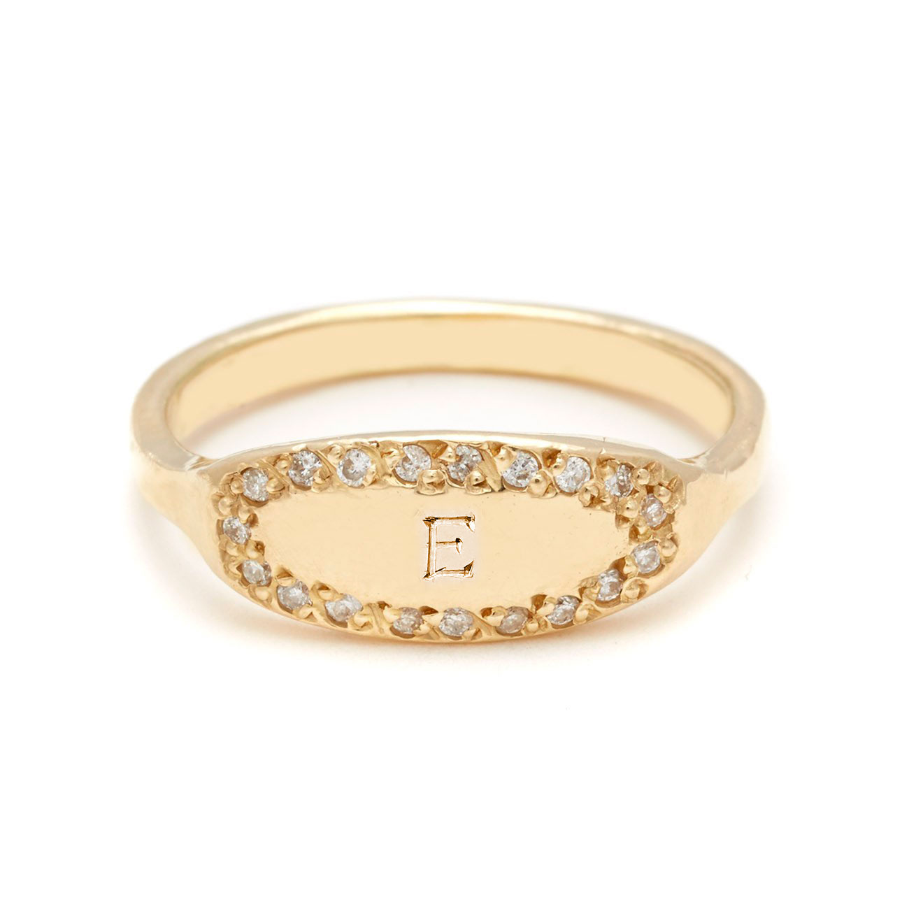 yellow gold oval signet ring 1 bold letter