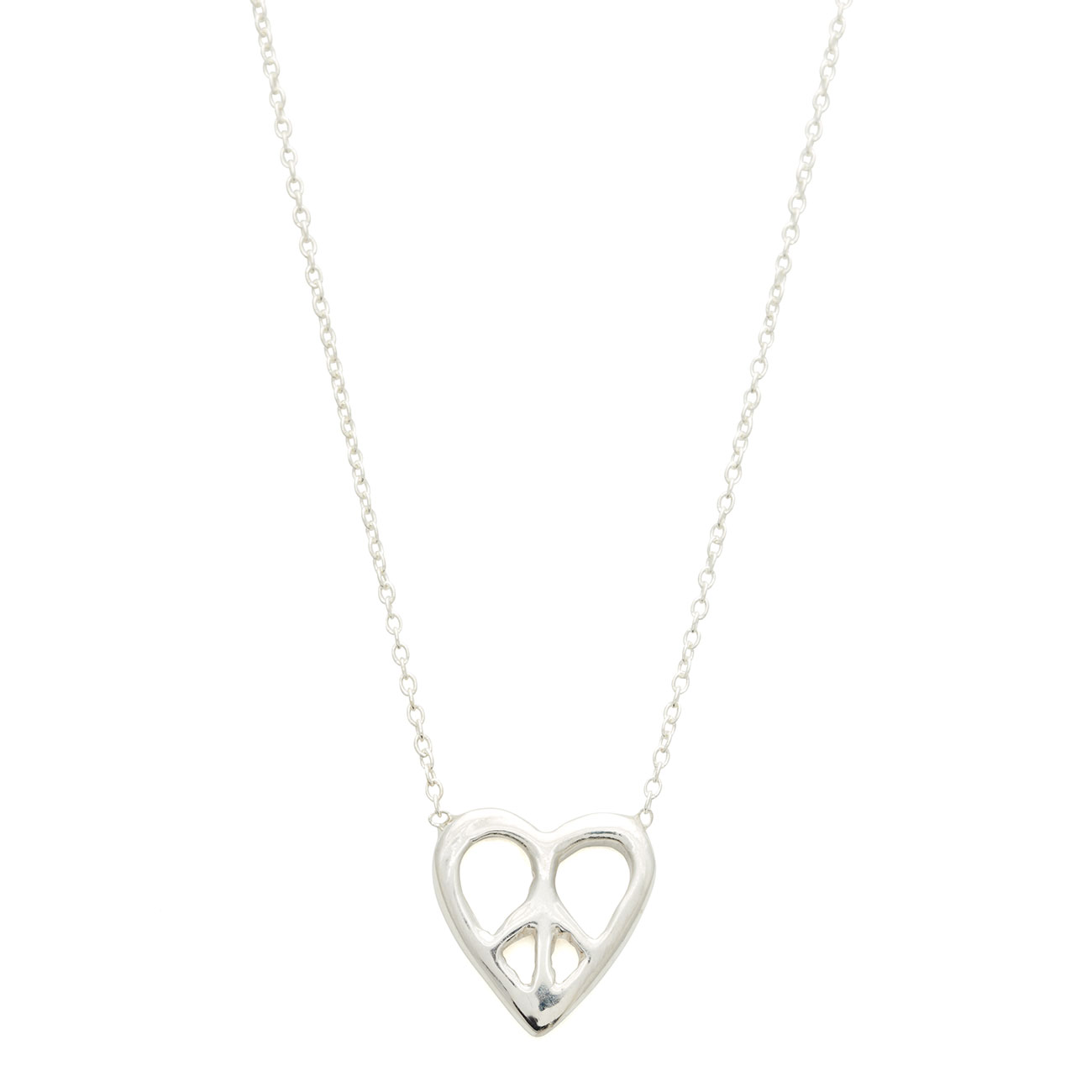 Sterling Silver Peace Heart Necklace With White Diamonds - Elisa Solomon