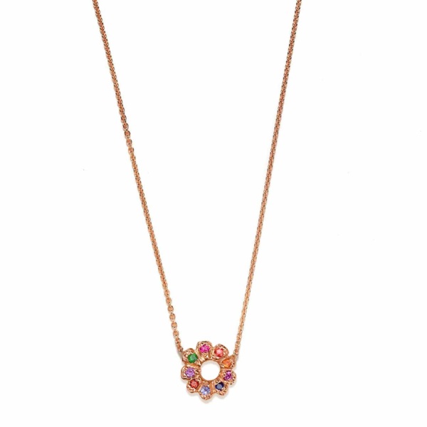 Pink Gold Multicolor Flower Child Necklace