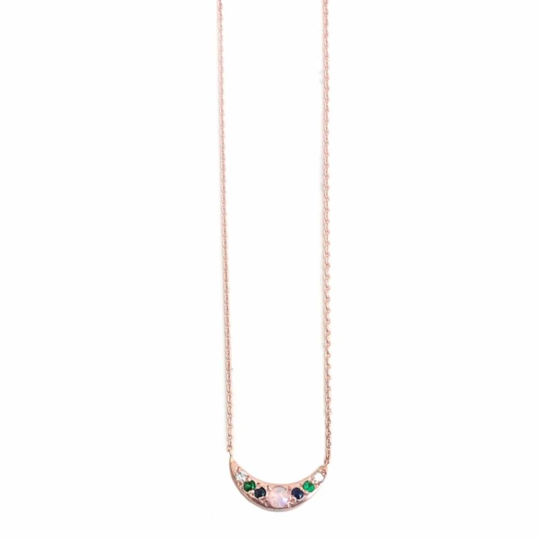 Pink Gold Mini Moon Necklace - Elisa Solomon Jewelry
