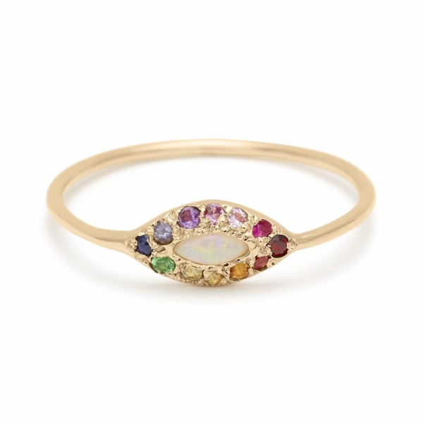 opal rainbow eye ring