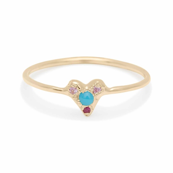 turquoise puff heart ring