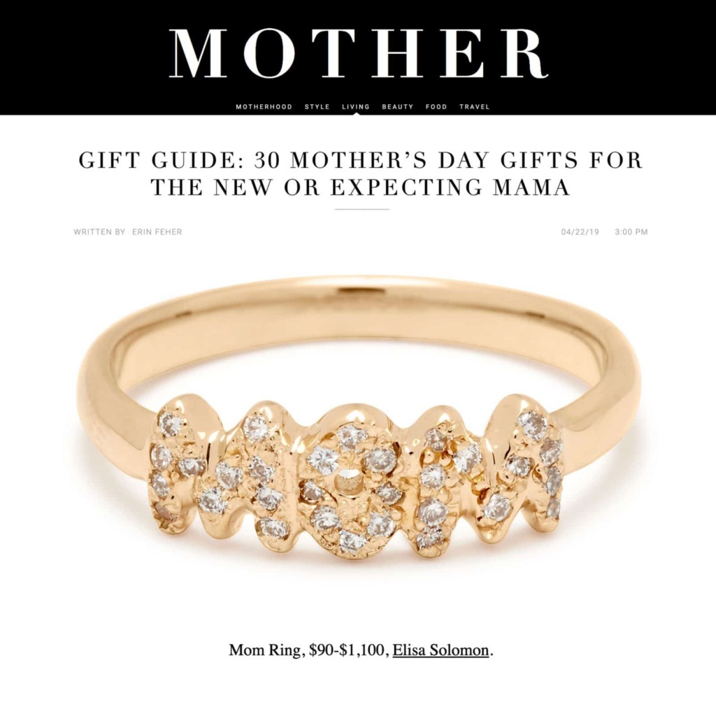 MOM Diamond Ring Featured in MOTHER Mag Mother's Day Gift Guide 2019
