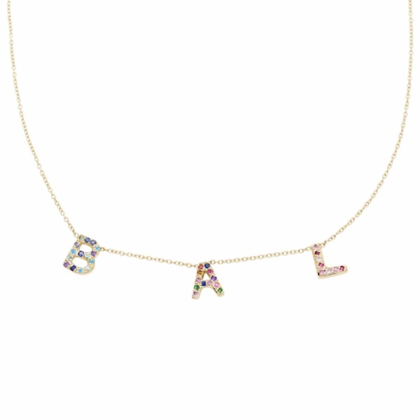3 Letter Necklace in 14k Yellow Gold