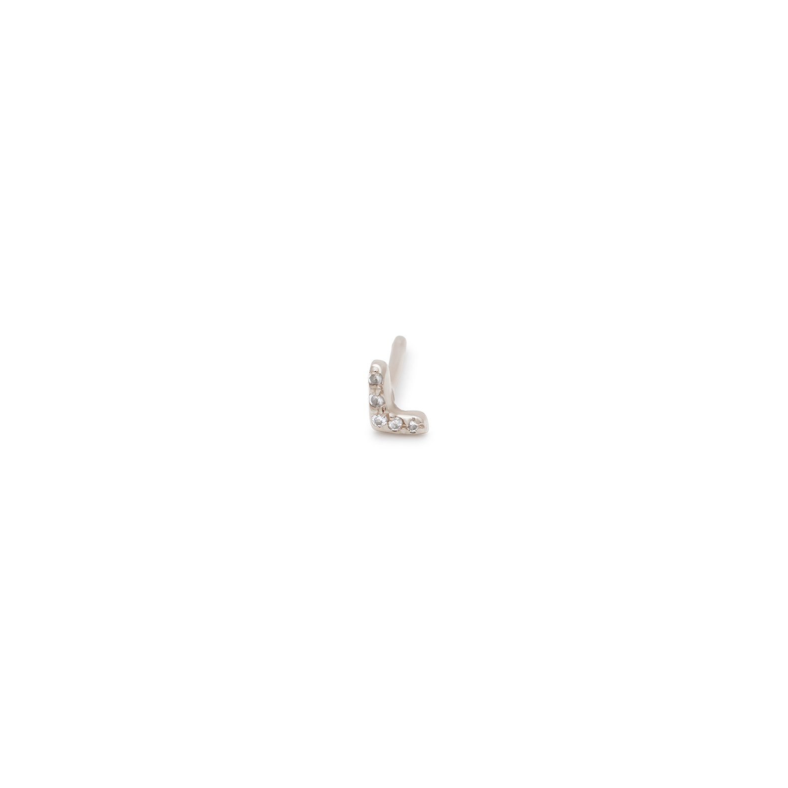 14k white gold diamond encrusted letter stud earring