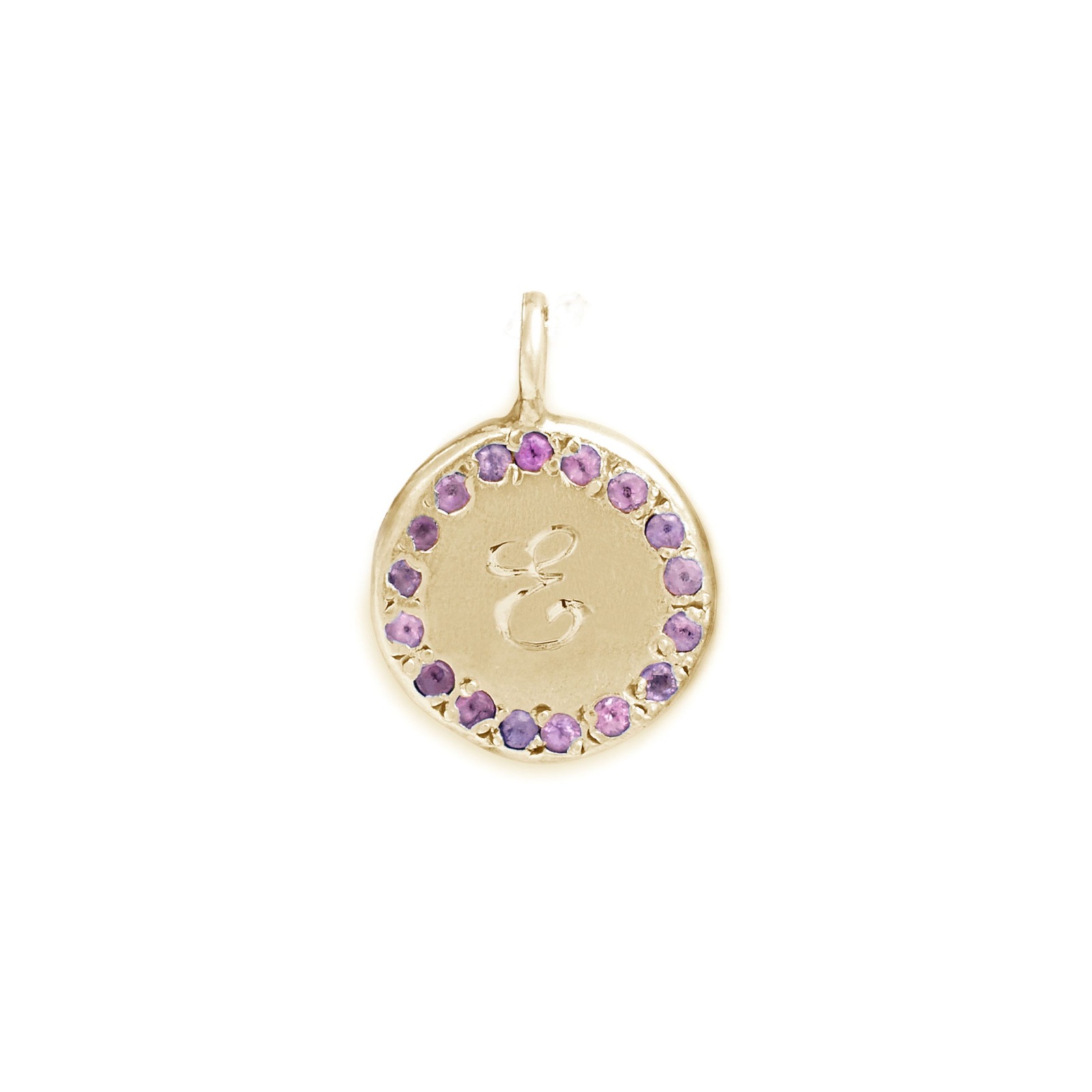 Circle Charm Jewel Collection - 14k Yellow Gold Personalize Engraving