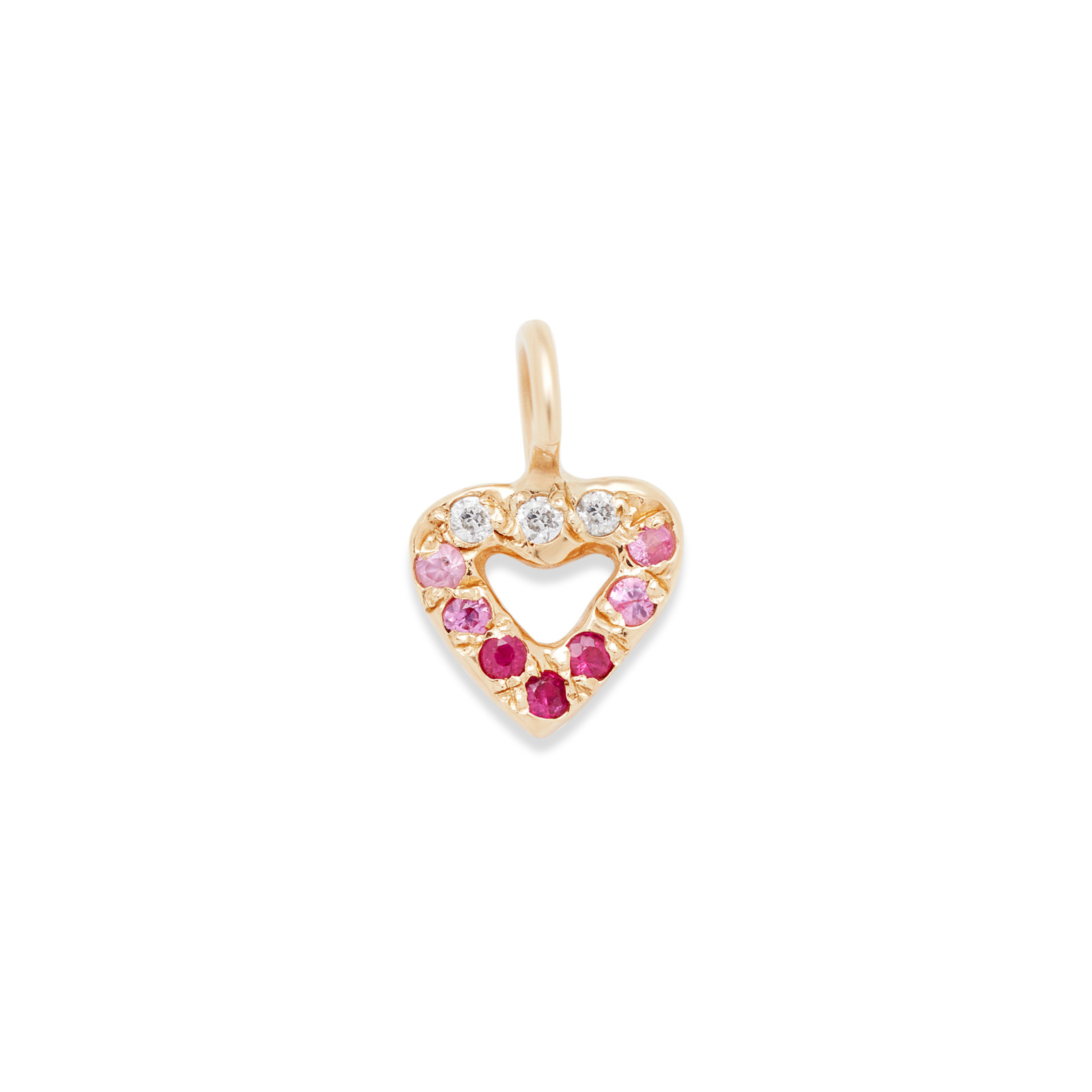 heart charm 14k gold necklace - customizable diamonds & gems - 14k yellow gold