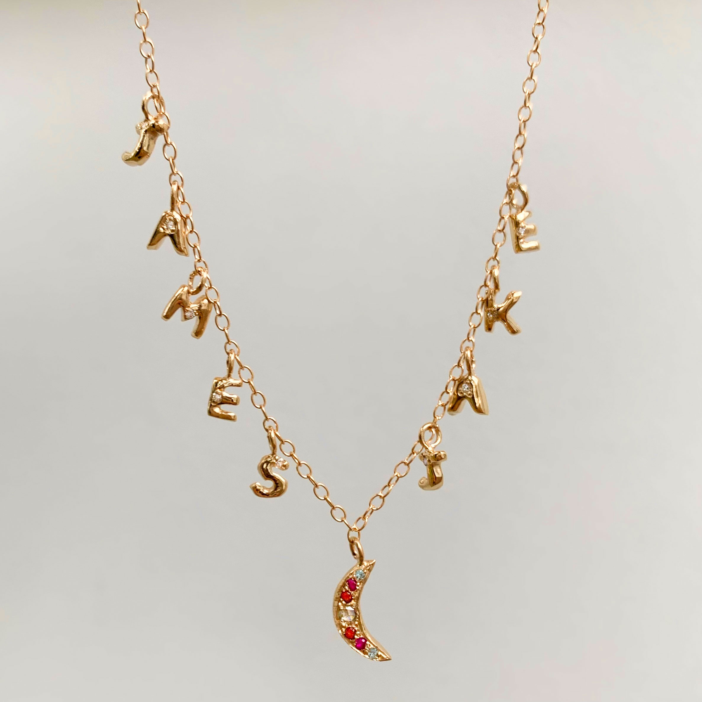 custom handmade charm jewelry letters mini moon