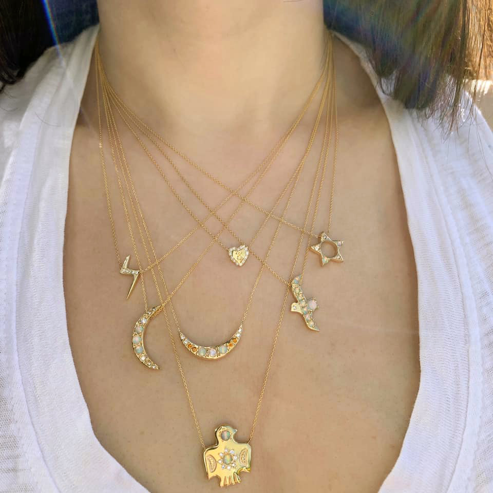 handmade moon heart star bird bolt necklaces jewelry