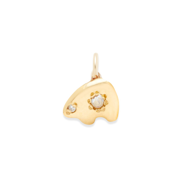 14k gold bear charm with rosecut diamonds - 14k yellow gold necklace