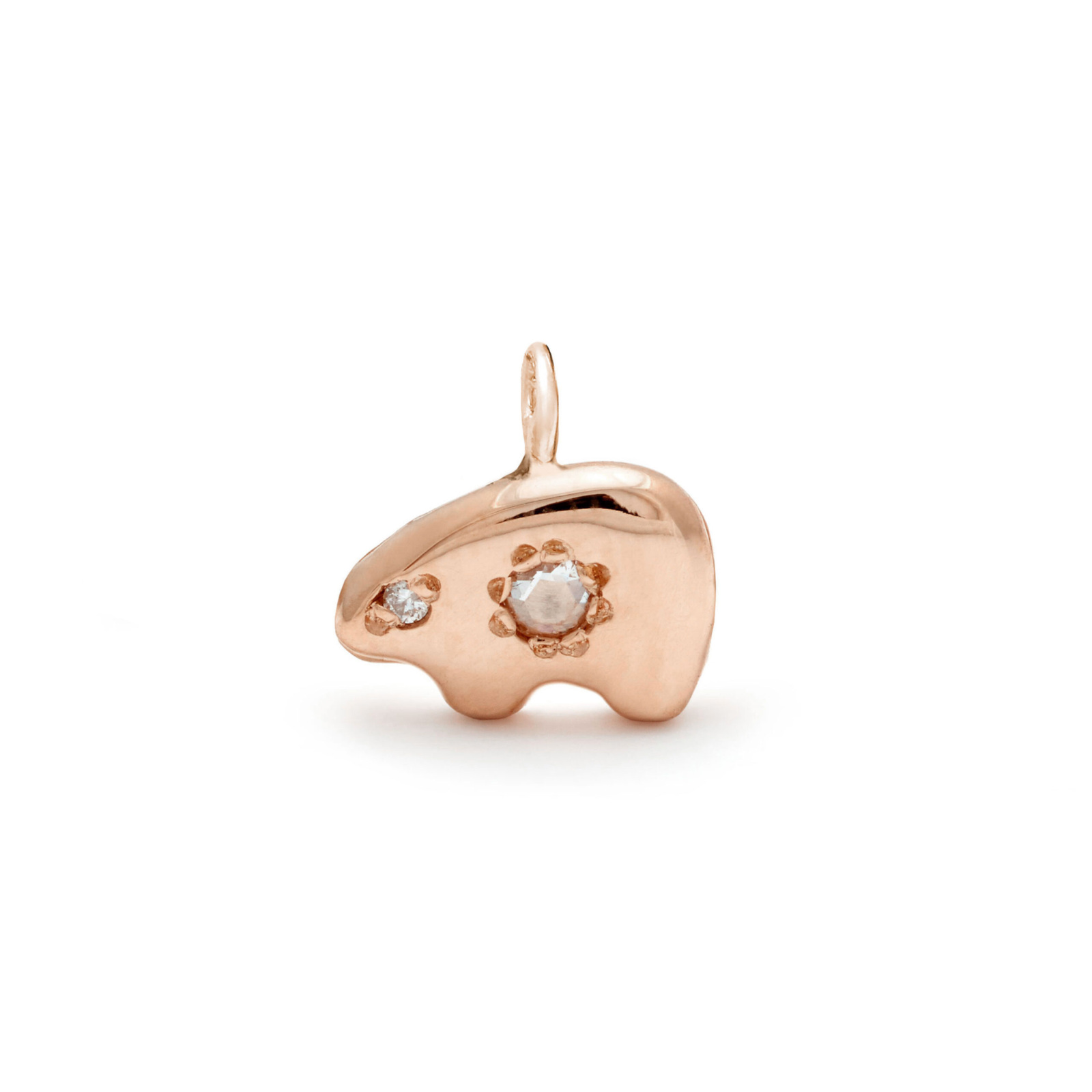 bear charm pendant jewelry - rosecut diamond - pink gold