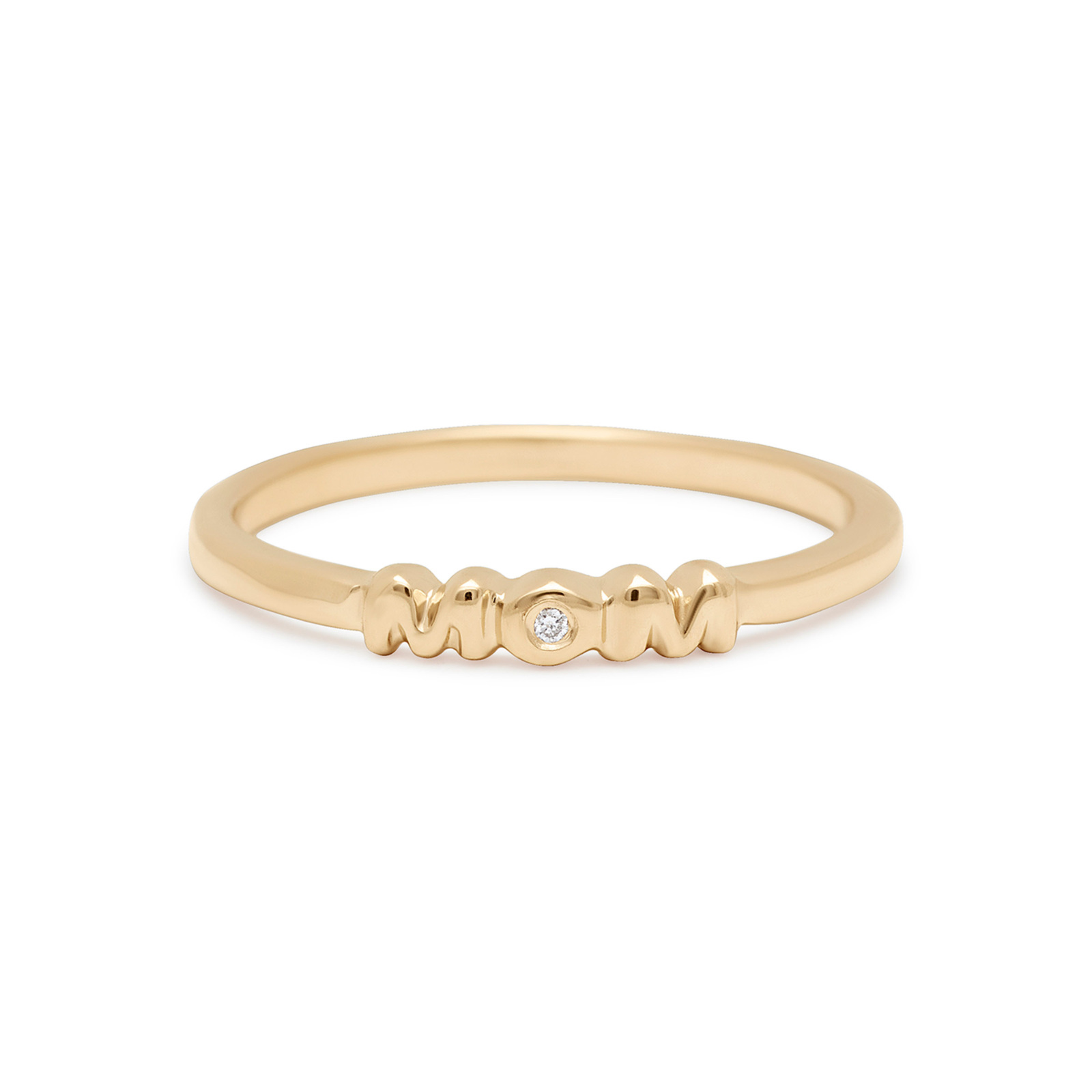 Mom Ring Band with Diamond in Yellow Gold