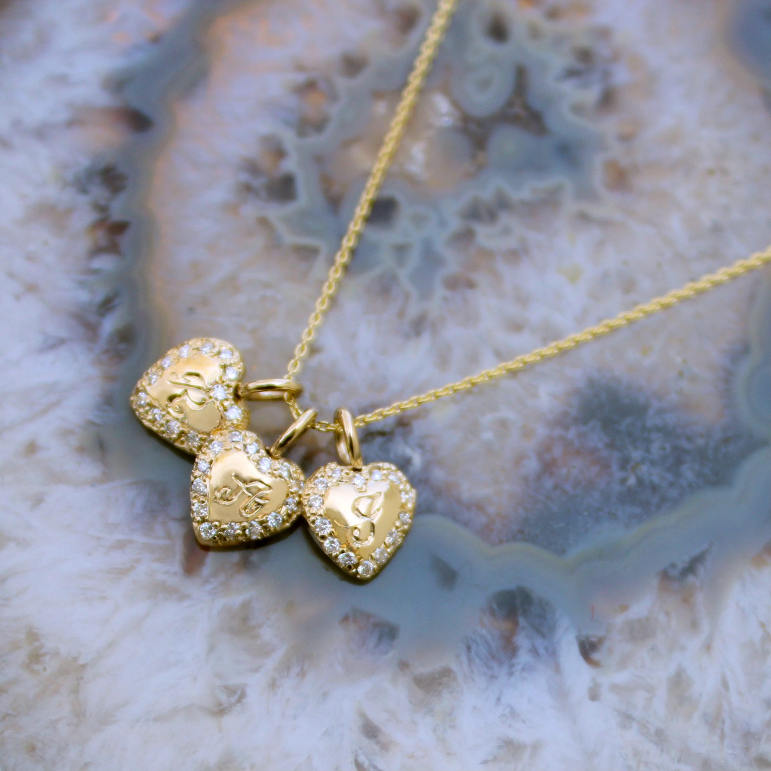 custom engraved diamond heart necklaces