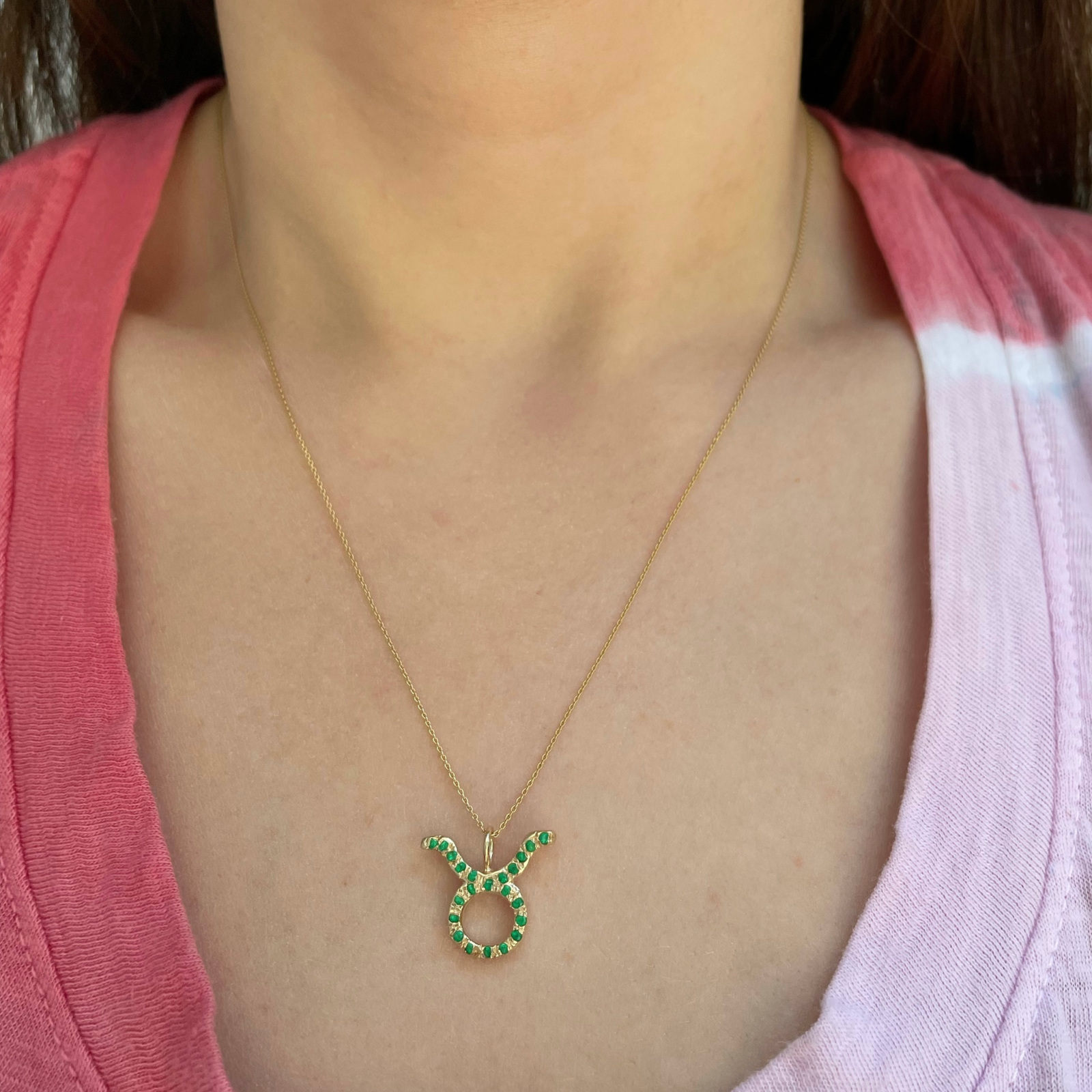 Taurus zodiac sign charm pendant necklace