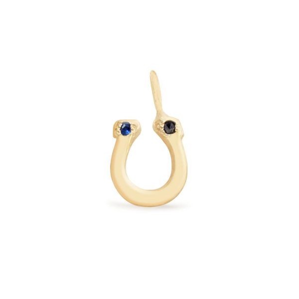 horseshoe charm necklace 14k yellow gold personalized diamonds gemstones